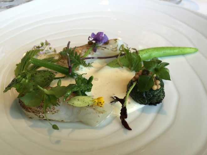 Brill fish dish at Geranium- Copenhagen, Denmark