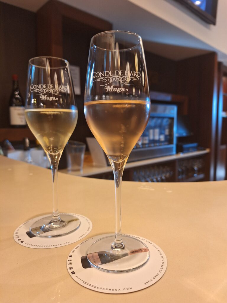 Muga sparkling wine during wine tasting in Haro, Spain